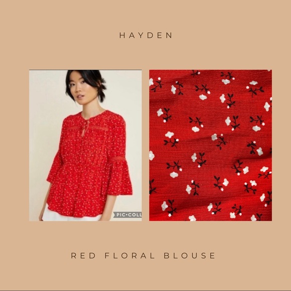 HAYDEN LA - Tiered Red Floral Lace Top - Picture 2 of 10